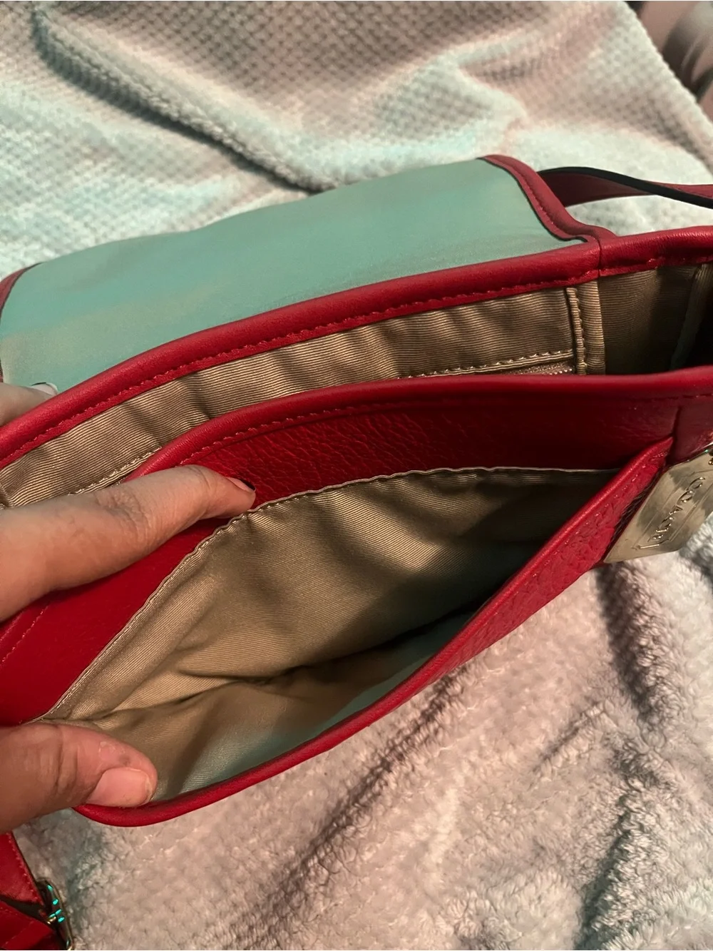 Coach Red Leather Crossbody with Buckle Accent and Tag